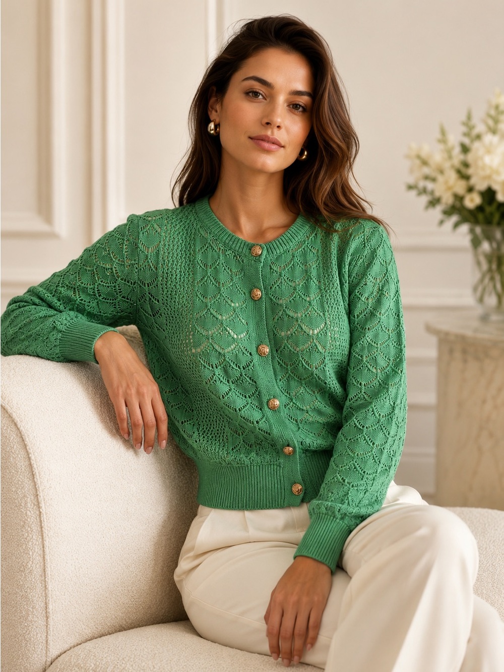 NWT Women’s Heartloom Green Idola  Cardigan Sweater Size L NEW WITH TAGS